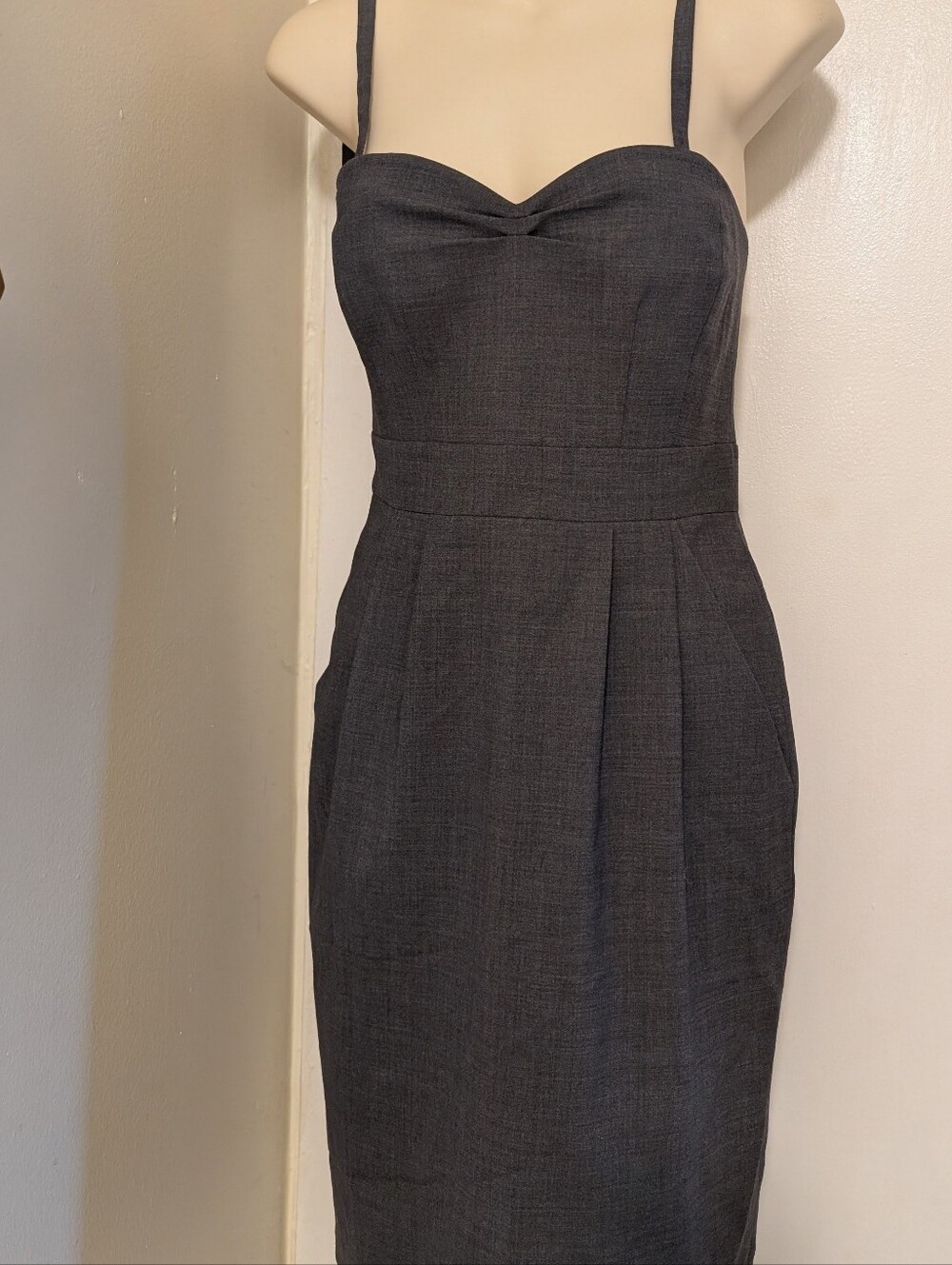Aritzia Talula Babaton Charcoal Grey Wool Blend Sheath Dress